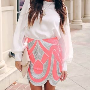 VICI Sequin Scalloped Mini Skirt